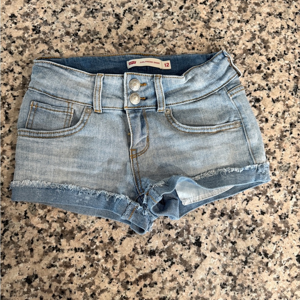 Levi's Blue Distressed Denim Shorts